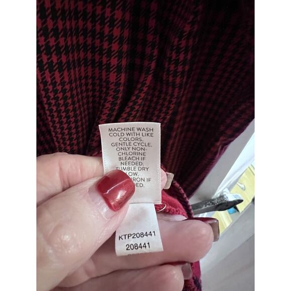 J.JILL Simply Supima Crew-Neck Tunic Top Womens Sz M Red/Black Houndstooth Plaid - Picture 4 of 5